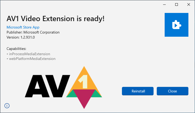AV1 Video Extension Screenshot
