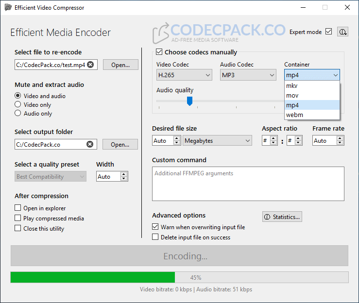 Efficient Video Compressor Screenshot