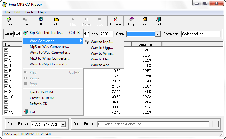 Free MP3 CD Ripper Screenshot