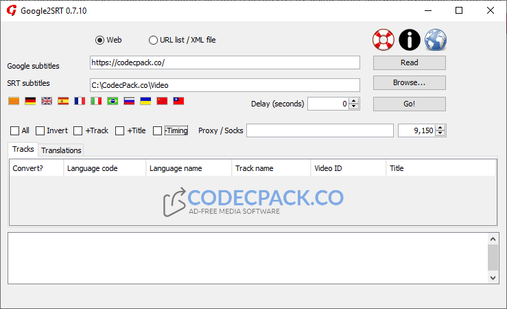 Google2SRT Screenshot