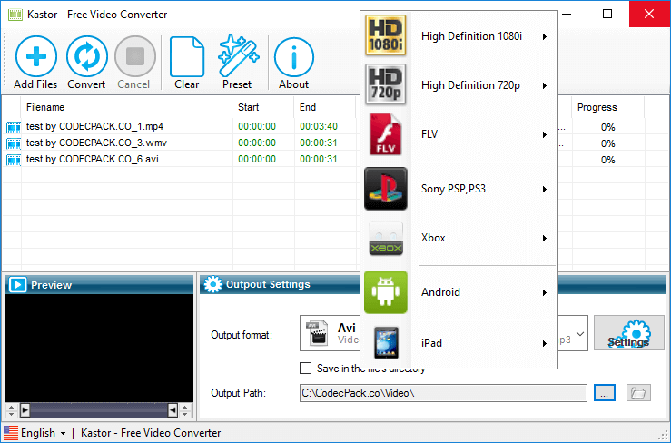 Kastor - Free Video Converter Screenshot