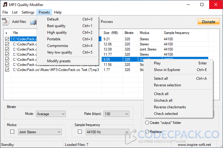 MP3 Quality Modifier Screenshot