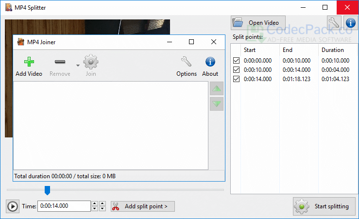 MP4Splitter Screenshot
