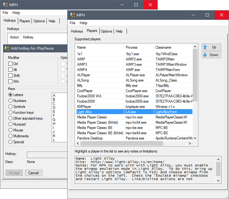 MPH - Media Player Hotkeys Screenshot