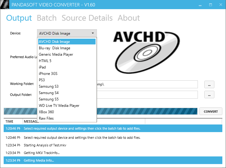 Pandasoft Video Converter Screenshot