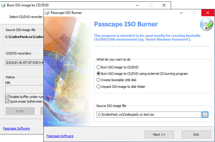 Passcape ISO Burner Screenshot