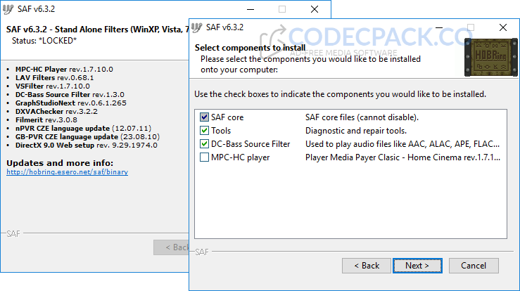 SAF Codec Pack Screenshot
