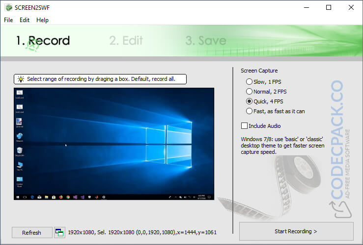 Screen2EXE/Screen2SWF Screenshot