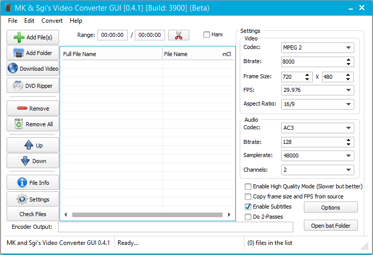 MK & Sgi's Video Converter GUI Screenshot