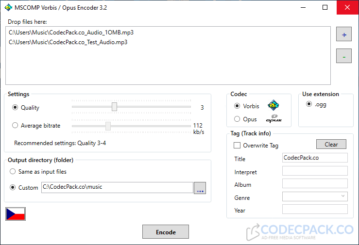 Vorbis Opus Encoder Screenshot