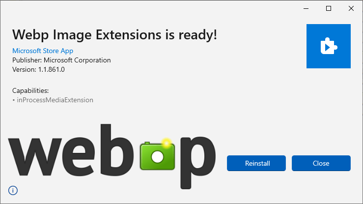 WebP Image Extensions Screenshot