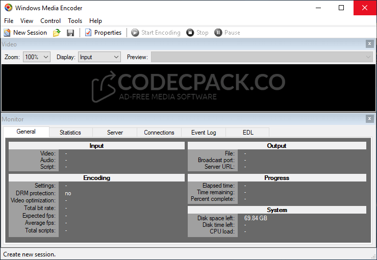 Windows Media Encoder Screenshot