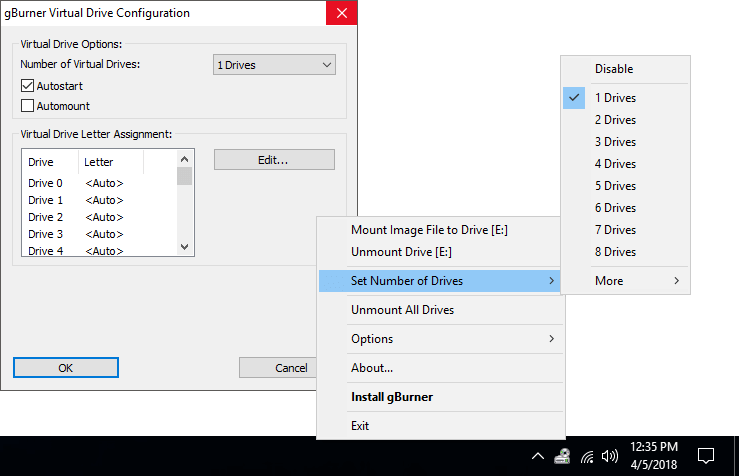 gBurner Virtual Drive Screenshot