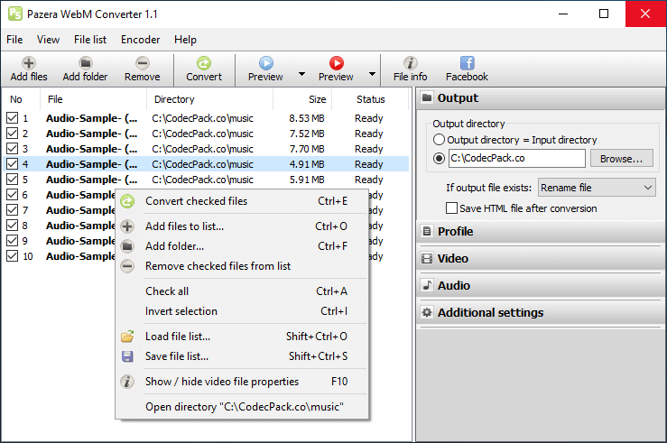 Free WebM Encoder Screenshot