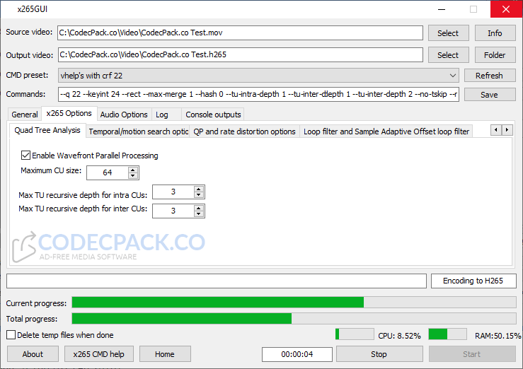 x265GUI Screenshot